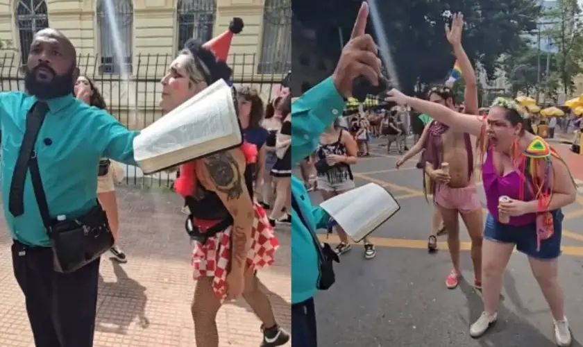 Durante evangelismo em São Paulo, pregador de rua é alvo de piada